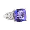 Image 1 : 13.62 ctw Tanzanite and Diamond Ring - Platinum