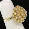 Image 5 : 14K Solid Yellow Gold 1.01 ctw 31 Round VS1 Diamond Flower CLUSTER Cocktail Ring