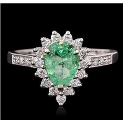 14KT White Gold 0.88 ctw Emerald and Diamond Ring