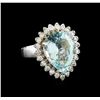 Image 1 : 5.65 ctw Aquamarine and Diamond Ring - 14KT White Gold