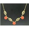 Image 5 : 14k Solid Gold Ox Blood Red Coral Open Work Collar Necklace