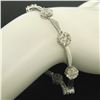 Image 3 : 14K White Gold 7" 4.65 ctw Round Diamond Flower Cluster Bar Link Tennis Bracelet