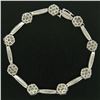 Image 7 : 14K White Gold 7" 4.65 ctw Round Diamond Flower Cluster Bar Link Tennis Bracelet