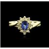 Image 2 : 14KT Yellow Gold 0.50 ctw Tanzanite and Diamond Ring