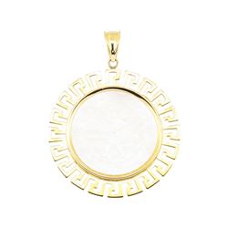 Mother of Pearl Coin Pendant - 14KT Yellow Gold