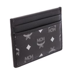 MCM Estate Black Reflective Nylon Leather Mini Card Case