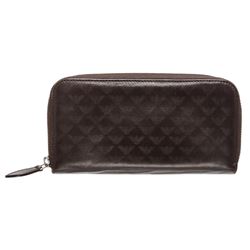 Emporio Armani Dark Brown Leather Zipper Wallet