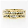 Image 4 : 14k Yellow Gold .95 ctw Baguette Cut Diamond Wavy Grooved Dual Row Band Ring