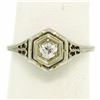 Image 4 : 18k White Gold Old European Diamond Solitaire Ring