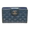 Image 1 : Chanel Blue Quilted Patent Leather Compact Wallet