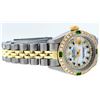 Image 2 : Rolex Ladies 2 Tone 14K MOP Sapphire & Emerald  Datejust Wriswatch