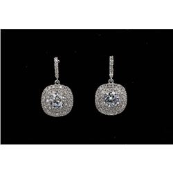 18k White Gold Plated Cubic Zirconia Cz Drop Dangle Earrings