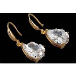 18kt Gold Plated Clear Cubic Zirconia Wedding Bridal Drop Earrings
