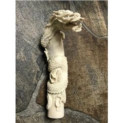 Superb Carved Antler, Snarling Dragon Cane Walking Stick Handle