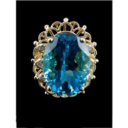 Blue Topaz & Diamond 14kt Gold Cocktail Ring