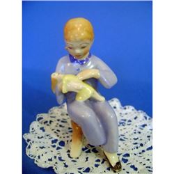 Vintage Early 20thc Hungarian DRASCHE Porcelain Figurine, Girl With Doll