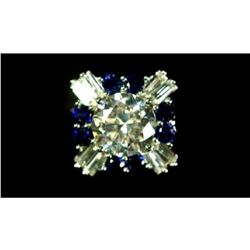 3.01ct. Blue & White CZ Solitarie Cocktail Ring