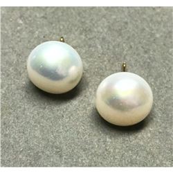 Huge 13-14mm White South Sea Pearl 14kt Earrings