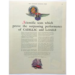 Rare 1927 Cadillac & LaSalle Saturday Evening Post Magazine Ad