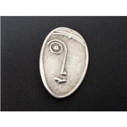 Vintage Art Deco Style Silver Plated Brooch Pin, Man With Spectacles