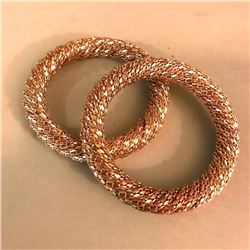 Pair of Modern Woven Gold Plated Fashion Bangle Bracelets