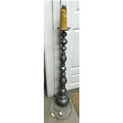 Antique Early 20thc Pewter Candlestick Floor Lamp
