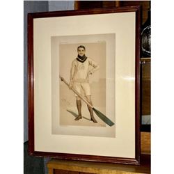 Late 19thc Signed Lithograph, Vanity Fair Magazine, Rowing, Oarsman Benjie, Sir Leslie Ward, Spy Art