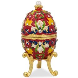 Russian Faberge Inspired Oriental Florals Trinket Jewel Box Egg