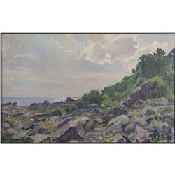 Signed Danish Coastal Landscape Oil Painting