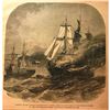 Image 3 : 19thc Civil War Engraving, Burning American Merchant Vessel by Confederates Steamer Nashville