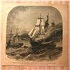 Image 4 : 19thc Civil War Engraving, Burning American Merchant Vessel by Confederates Steamer Nashville