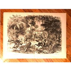 19thc Wood Engraving, General Drayton, Confederate Retreat, Fort Walker Hilton Head SC