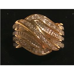 Gold Over Sterling Diamond Chip Cocktail Ring