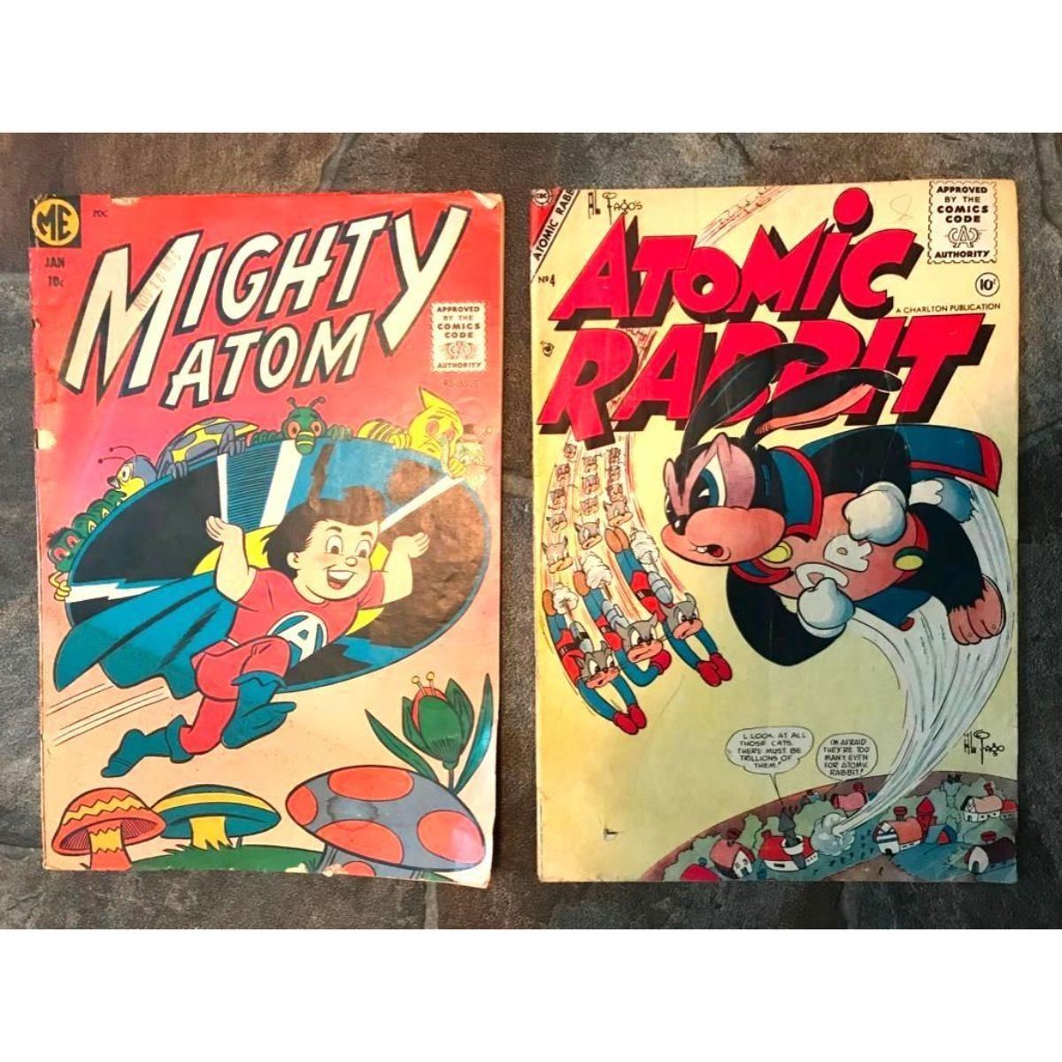 1950's Atomic Age Comic Books, Mighty Atom & Atomic Rabbit