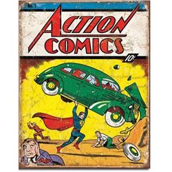 Action Comics Vintage-style Cover Art Metal Pub Bar Sign