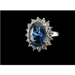 Princess Diana-Style Blue Crystal Princess Ring