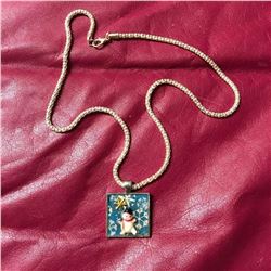 Hand-made Artisan Re-purposed Mixed Media Snowman Necklace