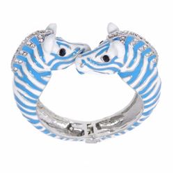 Dual Zebra Eneamel & Crystal Bangle Cuff Bracelet
