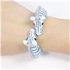 Image 3 : Dual Zebra Eneamel & Crystal Bangle Cuff Bracelet