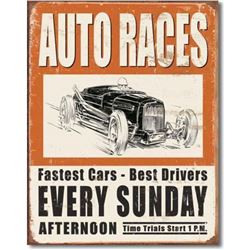 Auto Races Metal Advertising Sign