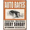 Image 1 : Auto Races Metal Advertising Sign