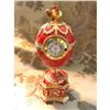 Image 1 : Russian Faberge-style Royal Chanticleer Trinket Jewel Box Egg Clock