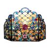 Image 1 : Victorian Tiffany-style Stained Glass Roses Folding Fireplace Screen