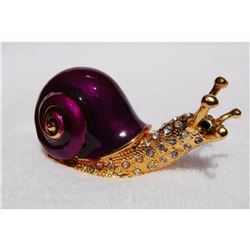 Adorable Enamel Gilt & Crystal Snail Trinket Jewel Box