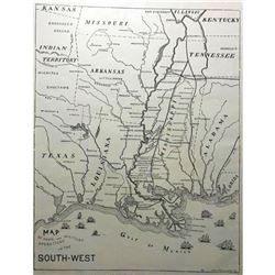 19thc Civil War Map of Naval & Military Opeartions In The Southwest