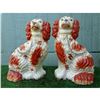 Image 1 : Superb Matched Pair, Mid 19thc Staffordshire Russet Red & White Seated Spaniel Dogs