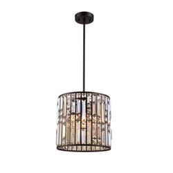 Contemporary Style Crystal & Bronze Ceiling Pendant