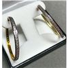 Image 1 : Diamond & Yellow Gold Plated Hoop Style Earrings