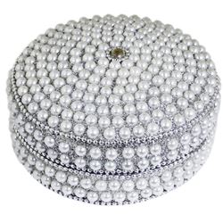 Artisan Beaded Pearl Jewel Box Trinket Case