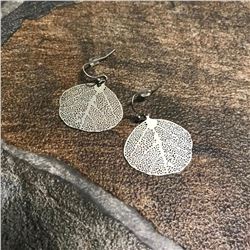 Pierced Silver Leaves, Filigree Dangle Earrings